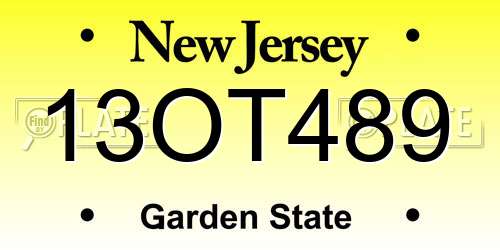 13OT489 New Jersey License Plate