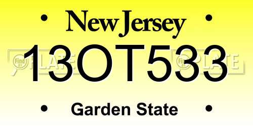 13OT533 New Jersey License Plate