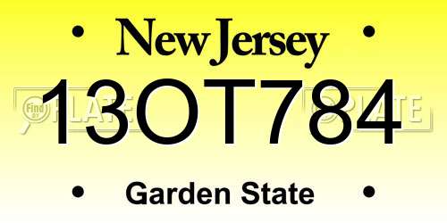 13OT784 New Jersey License Plate