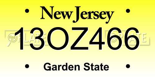 13OZ466 New Jersey License Plate