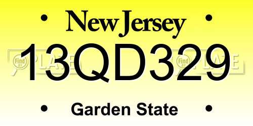 13QD329 New Jersey License Plate
