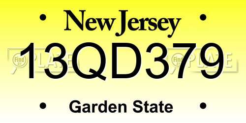 13QD379 New Jersey License Plate