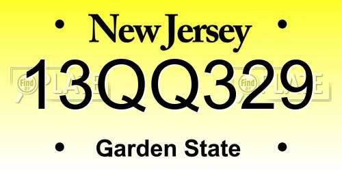 13QQ329 New Jersey License Plate
