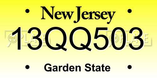 13QQ503 New Jersey License Plate