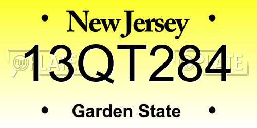 13QT284 New Jersey License Plate