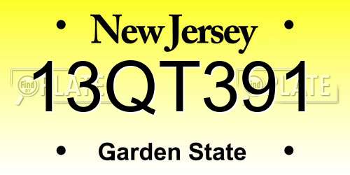 13QT391 New Jersey License Plate