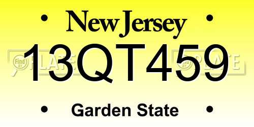 13QT459 New Jersey License Plate