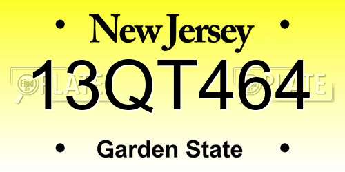 13QT464 New Jersey License Plate