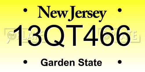 13QT466 New Jersey License Plate