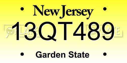 13QT489 New Jersey License Plate