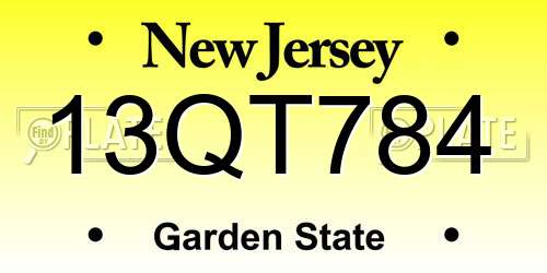 13QT784 New Jersey License Plate