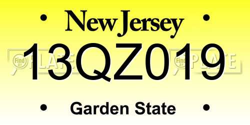 13QZ019 New Jersey License Plate