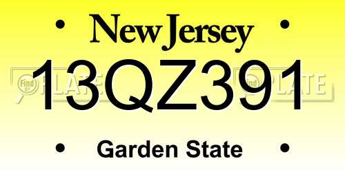 13QZ391 New Jersey License Plate