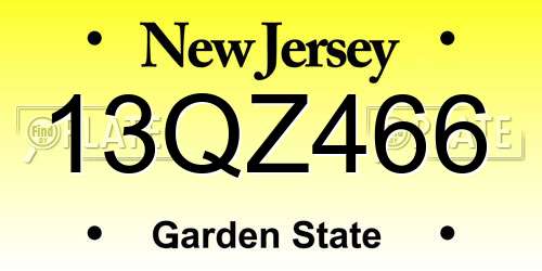 13QZ466 New Jersey License Plate