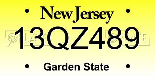 13QZ489 New Jersey License Plate