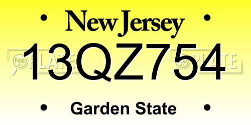13QZ754 New Jersey License Plate