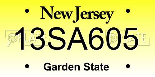 13SA605 New Jersey License Plate