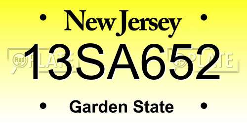 13SA652 New Jersey License Plate
