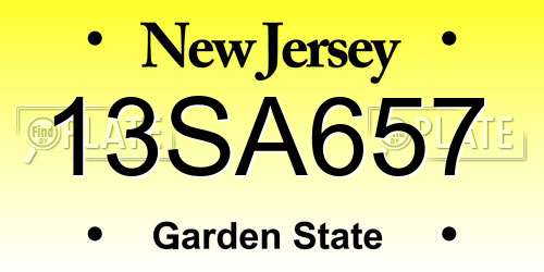 13SA657 New Jersey License Plate