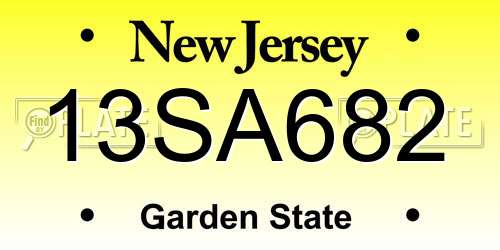13SA682 New Jersey License Plate