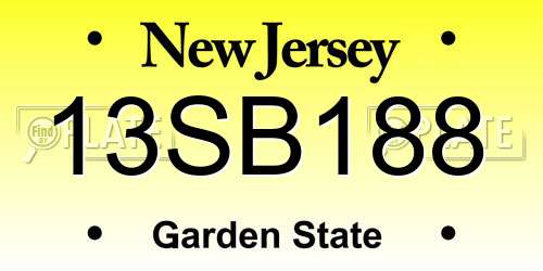 13SB188 New Jersey License Plate