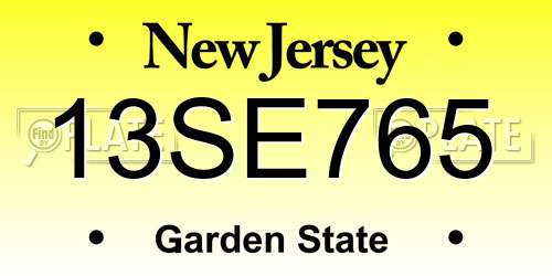 13SE765 New Jersey License Plate