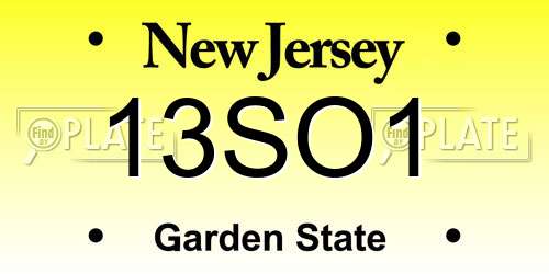 13SO1 New Jersey License Plate