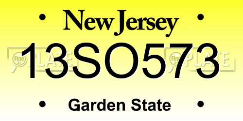 13SO573 New Jersey License Plate