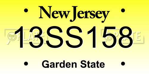 13SS158 New Jersey License Plate