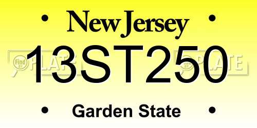 13ST250 New Jersey License Plate