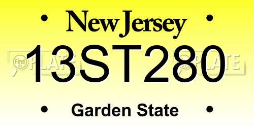 13ST280 New Jersey License Plate