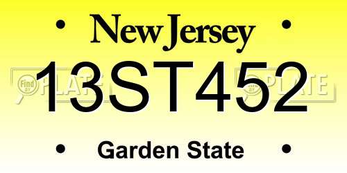 13ST452 New Jersey License Plate