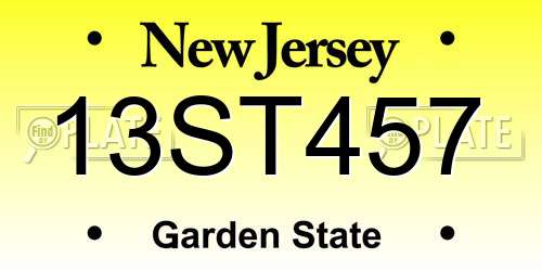 13ST457 New Jersey License Plate