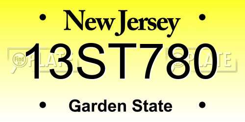 13ST780 New Jersey License Plate