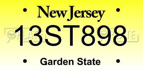 13ST898 New Jersey License Plate