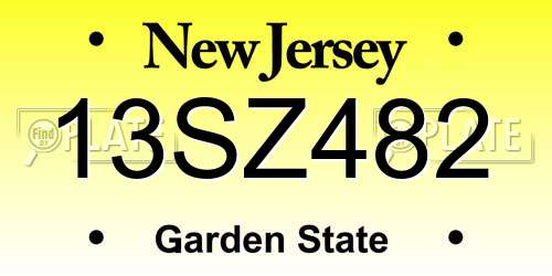 13SZ482 New Jersey License Plate