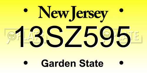 13SZ595 New Jersey License Plate