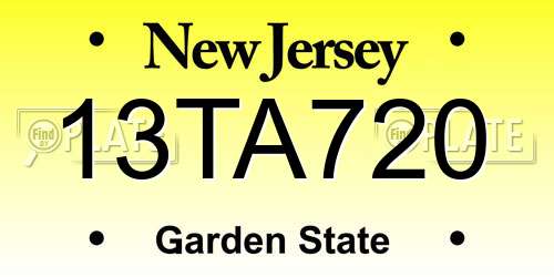 13TA720 New Jersey License Plate