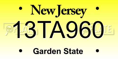 13TA960 New Jersey License Plate