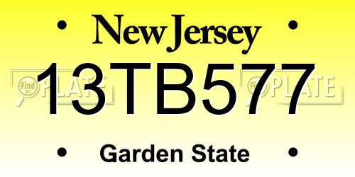 13TB577 New Jersey License Plate