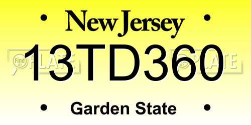 13TD360 New Jersey License Plate