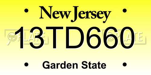 13TD660 New Jersey License Plate