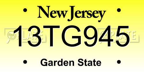 13TG945 New Jersey License Plate
