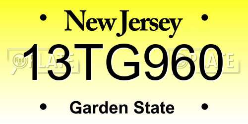 13TG960 New Jersey License Plate