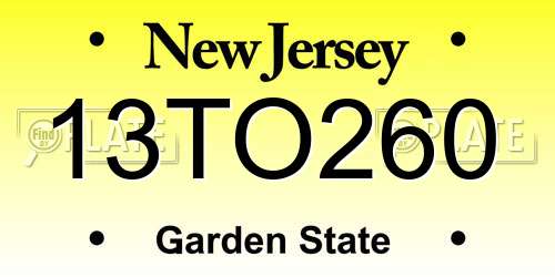 13TO260 New Jersey License Plate