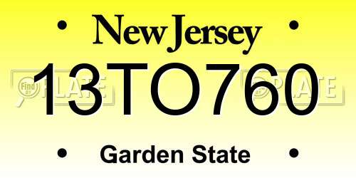 13TO760 New Jersey License Plate