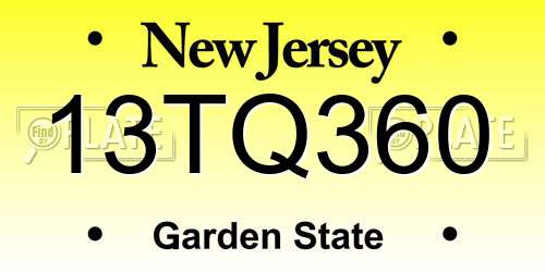 13TQ360 New Jersey License Plate