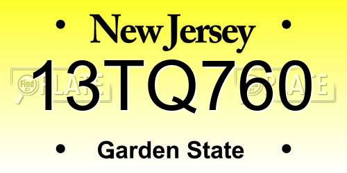 13TQ760 New Jersey License Plate