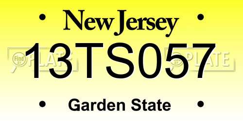 13TS057 New Jersey License Plate
