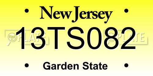 13TS082 New Jersey License Plate